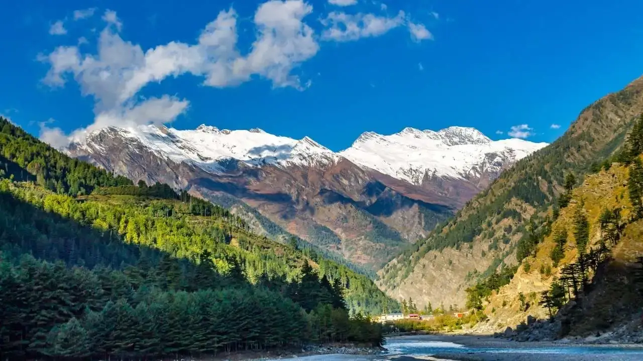 Aerial view of Harsil valley in Uttarakhand